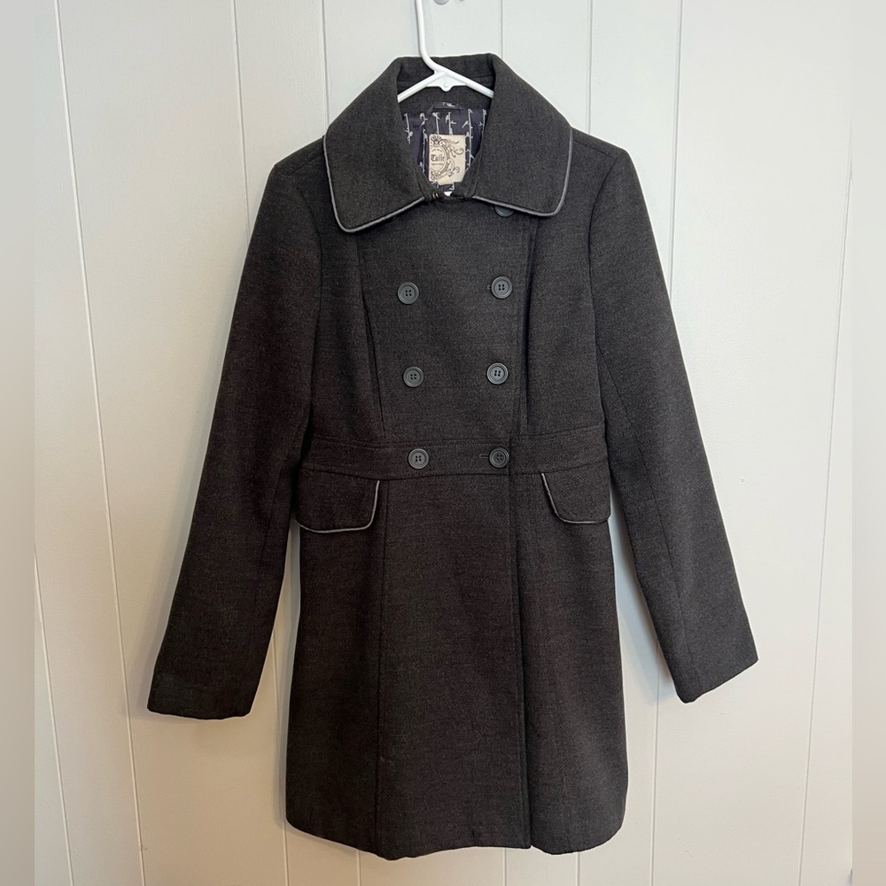 Tulle Black Double-Breasted Wool Blend Coat